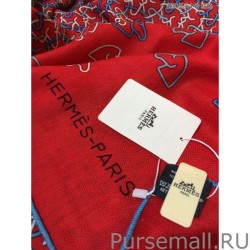 AAA+ Hermes fun horsehead cashmere silk Shawl 140 Red