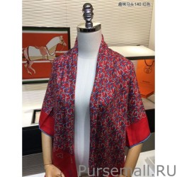 AAA+ Hermes fun horsehead cashmere silk Shawl 140 Red