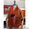 High Hermes Sky Horse Check Cashmere Long Scarf 110 x 200 Orange