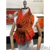 High Hermes Sky Horse Check Cashmere Long Scarf 110 x 200 Orange