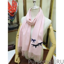 UK Hermes Wide Horses cashmere scarf 32 x 180 Pink