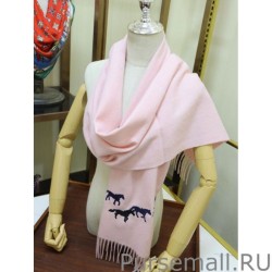 UK Hermes Wide Horses cashmere scarf 32 x 180 Pink