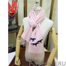 UK Hermes Wide Horses cashmere scarf 32 x 180 Pink