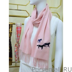 UK Hermes Wide Horses cashmere scarf 32 x 180 Pink