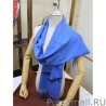 Top Quality Hermes Wide Horses cashmere scarf 32 x 180 Blue