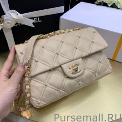 AAA+ Quilted With Pearl Bag AS1202 Apricot