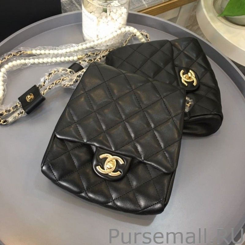 Knockoff Side Pack Bag With Pearls AS0614 Black