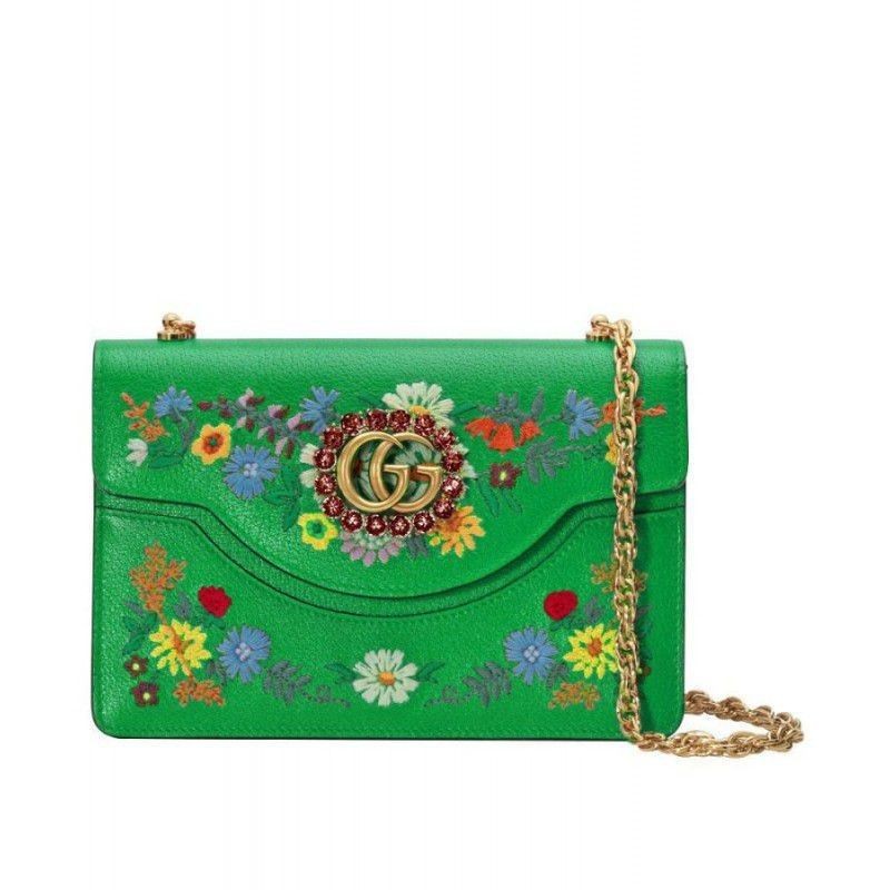 Replicas Embroidered small shoulder bag 499617 Green