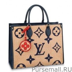 High Quality OnTheGo MM Bag In Raffia With Blue M57723