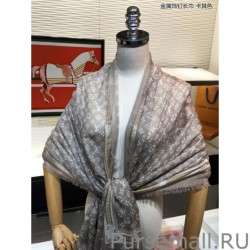 Luxury Studdy Denim Monogram Shawl Khaki