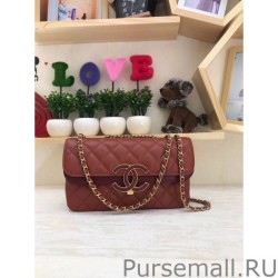 High Quality Small Enamel CC Flap Bag A57275 Claret