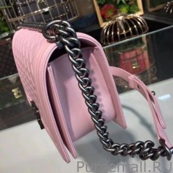 High Quality Medium Boy Flap Handbag A67086 Pink Silver