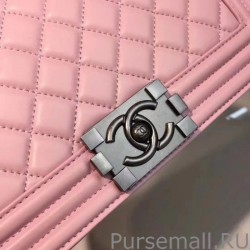 High Quality Medium Boy Flap Handbag A67086 Pink Silver