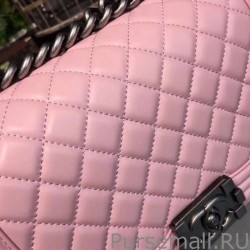 High Quality Medium Boy Flap Handbag A67086 Pink Silver