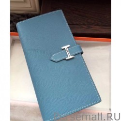 Perfect Hermes Bearn Wallet In Blue Jean Epsom Leather
