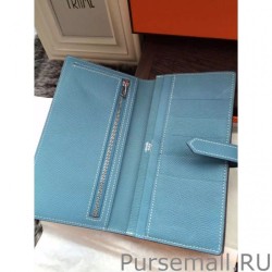 Perfect Hermes Bearn Wallet In Blue Jean Epsom Leather