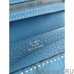 1:1 Mirror Hermes Bearn Wallet In Blue Jean Leather