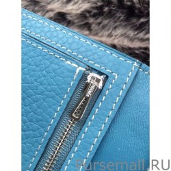 1:1 Mirror Hermes Bearn Wallet In Blue Jean Leather