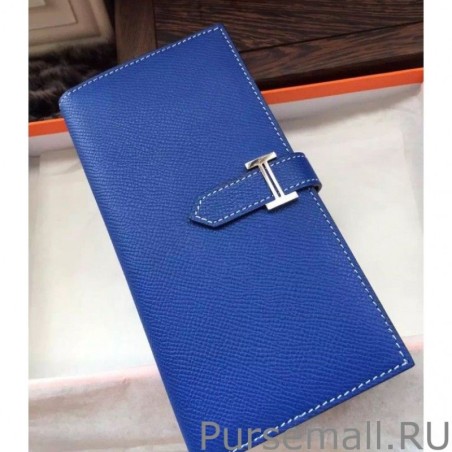 High Hermes Bearn Wallet In Electric Blue Epsom Leather