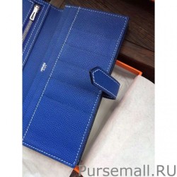 High Hermes Bearn Wallet In Electric Blue Epsom Leather