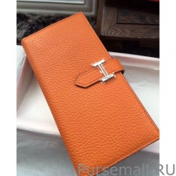 Best Hermes Bearn Wallet In Orange Leather