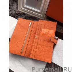 Best Hermes Bearn Wallet In Orange Leather