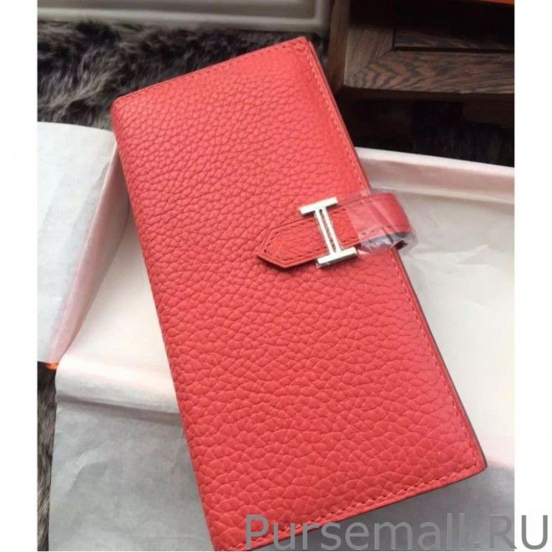 Luxury Hermes Bearn Wallet In Rose Jaipur Leather