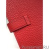 Inspired Hermes Bearn Wallet In Vermillion Leather