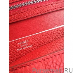Inspired Hermes Bearn Wallet In Vermillion Leather