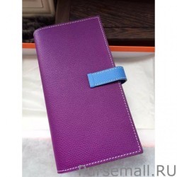 Copy Hermes Bicolor Bearn Wallet In Cyclamen Epsom Leather