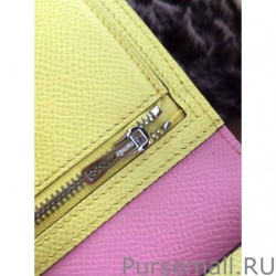 Top Quality Hermes Bicolor Bearn Wallet In Pink Epsom Leather