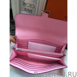 Replicas Hermes Constance Long Wallet In Pink Leather