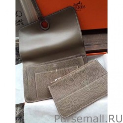 1:1 Mirror Hermes Dogon Wallet In Etain Leather