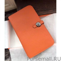 UK Hermes Dogon Wallet In Orange Leather