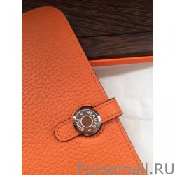 UK Hermes Dogon Wallet In Orange Leather