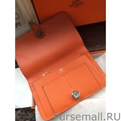 UK Hermes Dogon Wallet In Orange Leather