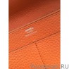 UK Hermes Dogon Wallet In Orange Leather