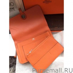 UK Hermes Dogon Wallet In Orange Leather