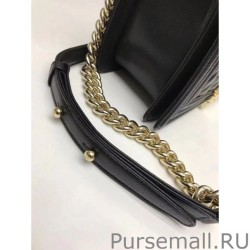 Knockoff Medium Boy Flap Shoulder Bag A67086 Black Gold Hardware