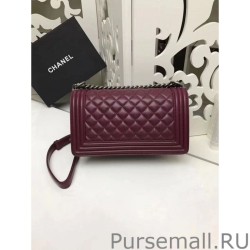 UK Medium Boy Flap Shoulder Bag A67086 Burgundy