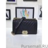 Wholesale Medium Chevron Boy Flap Shoulder Bag A67086 Black Golden Hardware