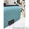 Best Medium Chevron Boy Flap Shoulder Bag A67086 Blue