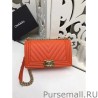 7 Star Medium Chevron Boy Flap Shoulder Bag A67086 Orange