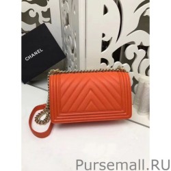 7 Star Medium Chevron Boy Flap Shoulder Bag A67086 Orange