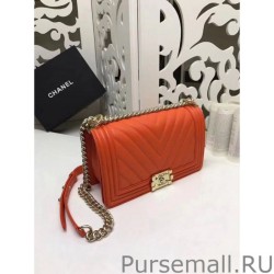 7 Star Medium Chevron Boy Flap Shoulder Bag A67086 Orange