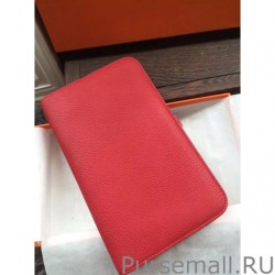 AAA+ Hermes Dogon Wallet In Vermillion Leather