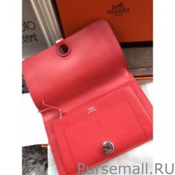 AAA+ Hermes Dogon Wallet In Vermillion Leather