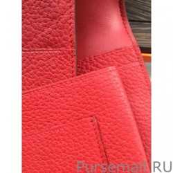 AAA+ Hermes Dogon Wallet In Vermillion Leather