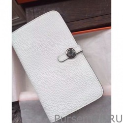 Cheap Hermes Dogon Wallet In White Leather