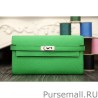 Inspired Hermes Kelly Longue Wallet In Bamboo Clemence Leather